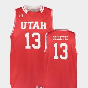 College Basketball David Collette Utah Jersey Red Replica Men's #13 793630-800