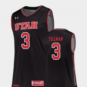 Replica College Basketball Mens Black #3 Donnie Tillman Utah Jersey 723345-468