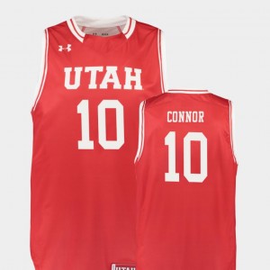 Jake Connor Utah Jersey Red Replica College Basketball For Men's #10 209305-402