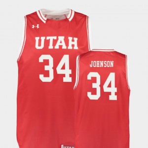Replica Men's Red Jayce Johnson Utah Jersey College Basketball #34 633091-265