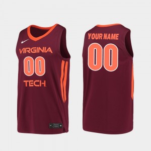 2019-20 College Basketball Mens #00 Maroon Virginia Tech Custom Jerseys Replica 910400-754