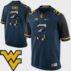 Navy #3 Charles Sims WVU Jersey Football Pictorial Fashion Men's 303223-515