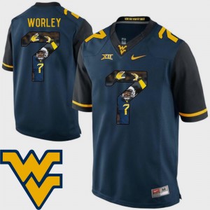 #7 Daryl Worley WVU Jersey Pictorial Fashion Navy Football For Men's 590292-846