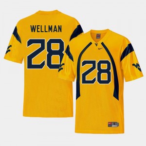 Gold Elijah Wellman WVU Jersey Replica #28 College Football Men's 268742-342