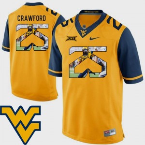 Pictorial Fashion Men's #25 Football Gold Justin Crawford WVU Jersey 343633-271