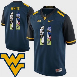 Mens Pictorial Fashion Kevin White WVU Jersey Navy #11 Football 365788-424