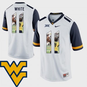 Pictorial Fashion Kevin White WVU Jersey #11 Football For Men White 600355-884
