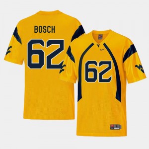 #62 Gold Replica Kyle Bosch WVU Jersey Men's College Football 247714-471
