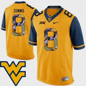 Football Pictorial Fashion Marcus Simms WVU Jersey #8 For Men Gold 619120-204