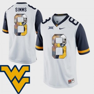White Marcus Simms WVU Jersey #8 Football For Men Pictorial Fashion 852226-692