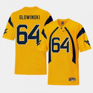 Mark Glowinski WVU Jersey For Men's #64 Gold College Football Replica 649466-229