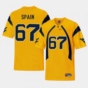 #67 Quinton Spain WVU Jersey Replica For Men College Football Gold 475810-157