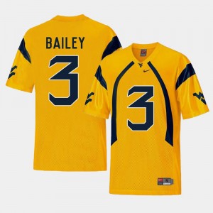 College Football #3 Gold For Men's Replica Stedman Bailey WVU Jersey 514009-467