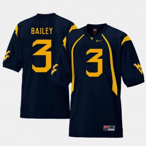 Men's Stedman Bailey WVU Jersey College Football #3 Navy Replica 228375-478