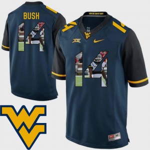 #14 Football Tevin Bush WVU Jersey For Men's Navy Pictorial Fashion 914663-794