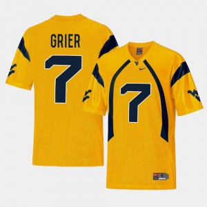 Will Grier WVU Jersey Mens College Football #7 Gold Replica 937757-879
