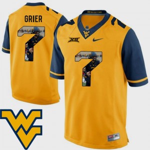 Pictorial Fashion Football #7 Gold Will Grier WVU Jersey For Men 789644-121