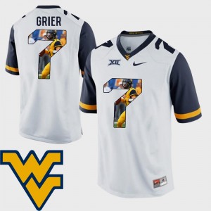 Football #7 Men's White Will Grier WVU Jersey Pictorial Fashion 880409-476