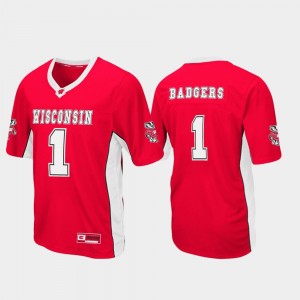 Wisconsin Jersey Football Max Power #1 Men's Red 569009-512