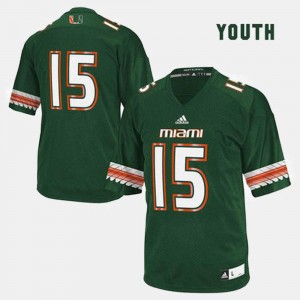 College Football Green For Kids Miami Jersey #15 770679-429