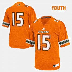 Miami Jersey Orange For Kids #15 College Football 723355-207
