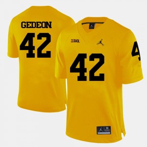 Ben Gedeon Michigan Jersey Yellow Men College Football #42 878359-150