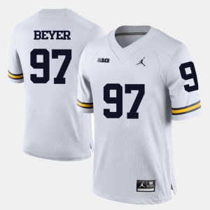 College Football Brennen Beyer Michigan Jersey Mens #97 White 525952-218