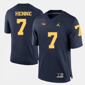 #7 Chad Henne Michigan Jersey Navy Blue College Football Men's 138458-391
