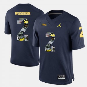 Player Pictorial For Men Navy Blue Charles Woodson Michigan Jersey #2 989684-505