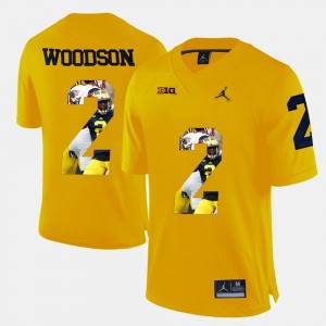 Men Charles Woodson Michigan Jersey #2 Player Pictorial Yellow 719465-902