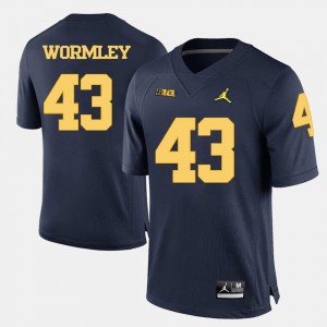 College Football Men's Chris Wormley Michigan Jersey #43 Navy Blue 526802-296
