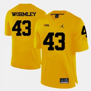 College Football Chris Wormley Michigan Jersey Yellow Mens #43 712301-279