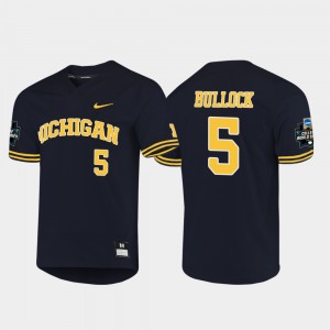 Christan Bullock Michigan Jersey 2019 NCAA Baseball College World Series Men Navy #5 754716-527