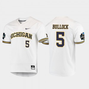 Christan Bullock Michigan Jersey White 2019 NCAA Baseball College World Series #5 Men's 920229-357
