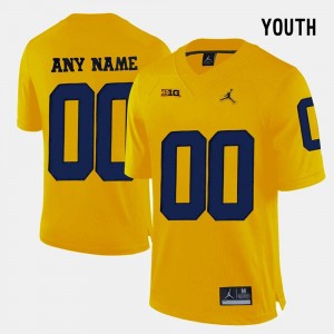 Michigan Customized Jersey Youth(Kids) College Limited Football #00 Yellow 549191-974