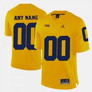 For Men #00 Michigan Custom Jerseys College Limited Football Yellow 749391-456