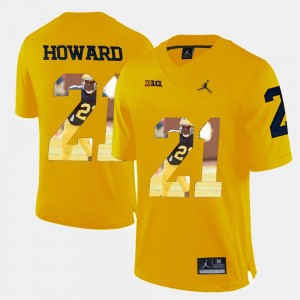 Player Pictorial Desmond Howard Michigan Jersey #21 Men's Yellow 440529-340