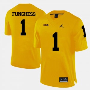 Devin Funchess Michigan Jersey #1 College Football Yellow For Men's 970783-991