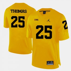 #25 College Football For Men's Dymonte Thomas Michigan Jersey Yellow 148514-543