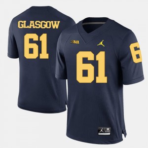 For Men College Football Navy Blue Graham Glasgow Michigan Jersey #61 529373-901