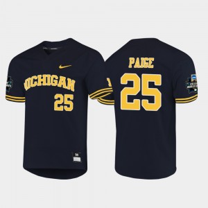 Navy #25 Mens Isaiah Paige Michigan Jersey 2019 NCAA Baseball College World Series 434599-339