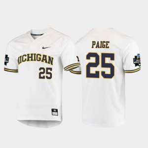 2019 NCAA Baseball College World Series White For Men's Isaiah Paige Michigan Jersey #25 608531-215