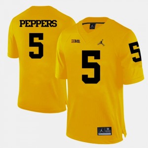 #5 Men Jabrill Peppers Michigan Jersey College Football Yellow 951701-881