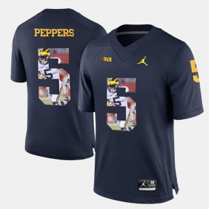 Navy Blue Men's Jabrill Peppers Michigan Jersey #5 Player Pictorial 617829-690