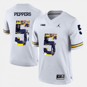 Player Pictorial White Men Jabrill Peppers Michigan Jersey #5 662459-701