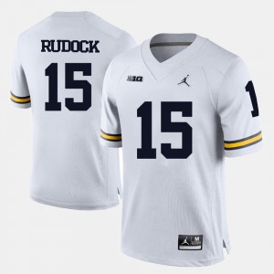 White Jake Rudock Michigan Jersey #15 College Football Men 867804-963
