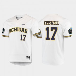White Jeff Criswell Michigan Jersey 2019 NCAA Baseball College World Series #17 For Men's 921720-367