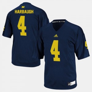 Navy #4 College Football Jim Harbaugh Michigan Jersey Mens 485304-120