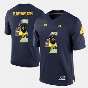 #4 Navy Blue Player Pictorial Mens Jim Harbaugh Michigan Jersey 752992-312