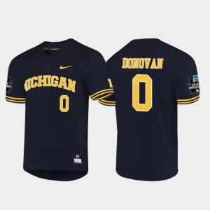 Joe Donovan Michigan Jersey Navy #0 2019 NCAA Baseball College World Series Mens 231991-594